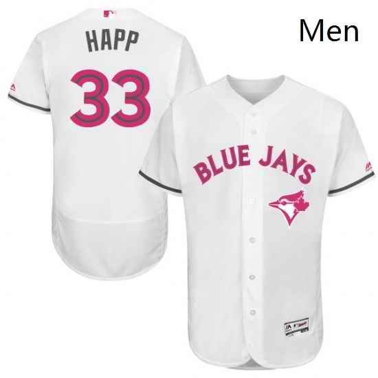 Mens Majestic Toronto Blue Jays 33 JA Happ Authentic White 2016 Mothers Day Fashion Flex Base MLB Jersey